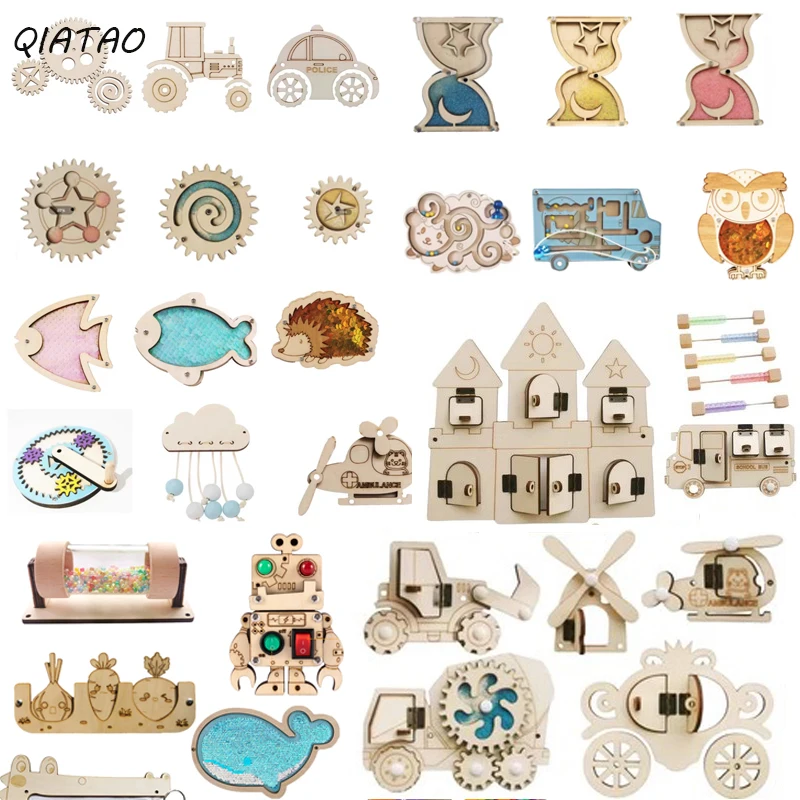 Montessori Wooden Busy Board Toddler - 子供のためのビジーボード,ディズニーウッドアクセサリー,トラフィックローラー,壁のおもちゃ,トレーニング素材,教育ギフト