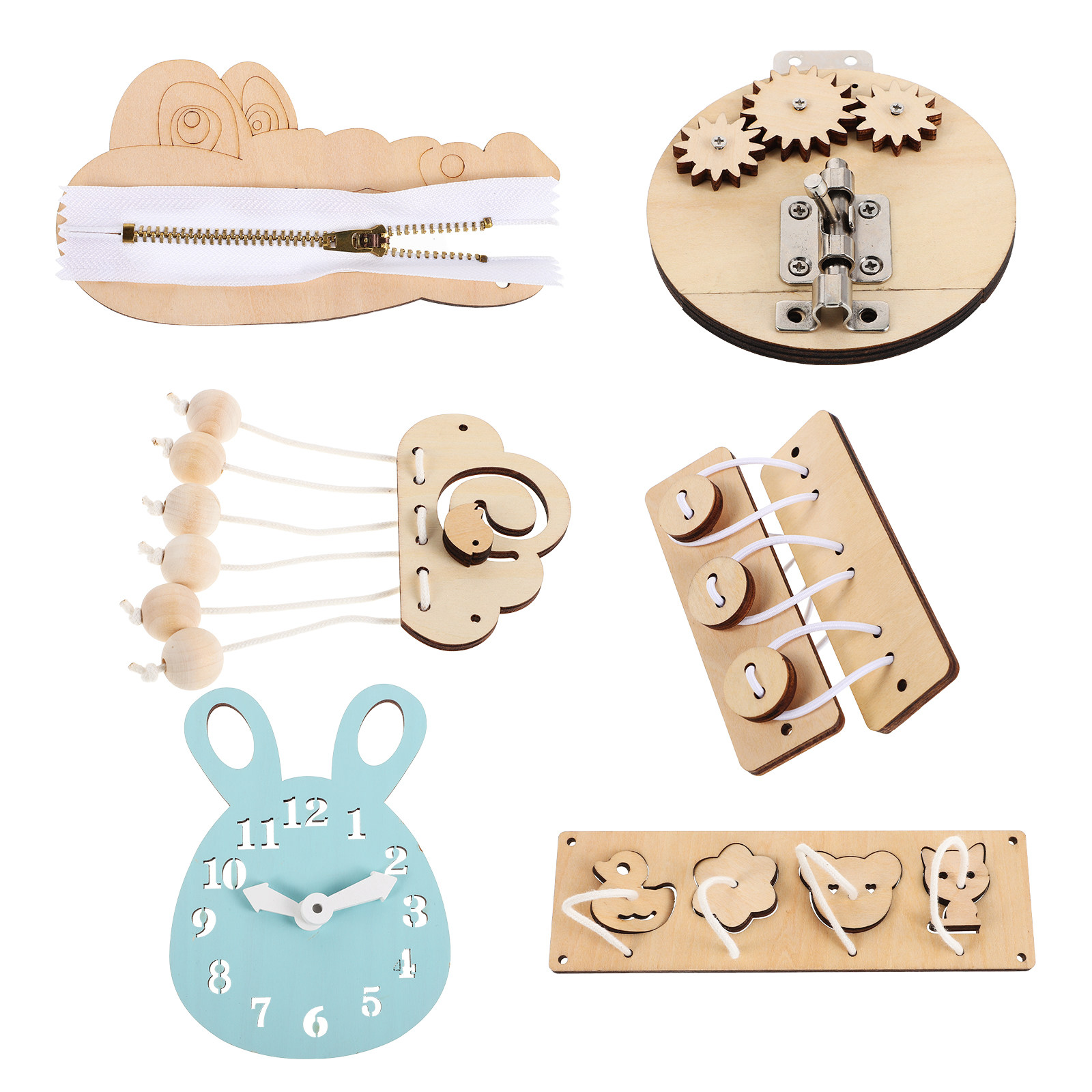 6個入り 木製感覚遊びボードセット モンテッソーリ 幼児用ア - Montessori Wooden Busy Board Toddler のレビューと価格